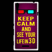 Coque Sony Xperia T3 Keep Calm and See your life 3D Rose
