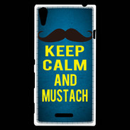 Coque Sony Xperia T3 Keep Calm and Mustach Bleu