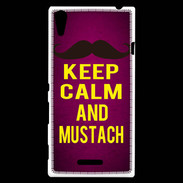 Coque Sony Xperia T3 Keep Calm and Mustach Rose