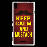 Coque Sony Xperia T3 Keep Calm and Mustach Rouge