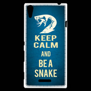 Coque Sony Xperia T3 Keep Calm and Be a Snake bleu