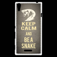 Coque Sony Xperia T3 Keep Calm and Be a Snake Gris