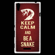 Coque Sony Xperia T3 Keep Calm and Be a Snake Rouge