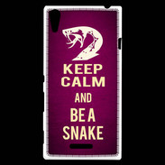 Coque Sony Xperia T3 Keep Calm and Be a Snake Rose