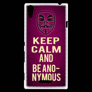 Coque Sony Xperia T3 Keep Calm and Be Anonymous Rose