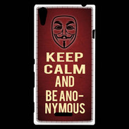 Coque Sony Xperia T3 Keep Calm and Be Anonymous Rouge