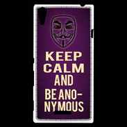 Coque Sony Xperia T3 Keep Calm and Be Anonymous Violet