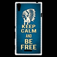 Coque Sony Xperia T3 Keep Calm and Be Free Bleu