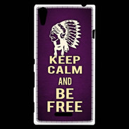 Coque Sony Xperia T3 Keep Calm and Be Free Violet