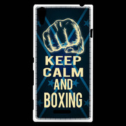 Coque Sony Xperia T3 Keep Calm and Boxing Bleu