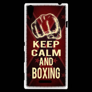 Coque Sony Xperia T3 Keep Calm and Boxing Rouge