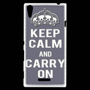Coque Sony Xperia T3 Keep Calm and Carry on Gris