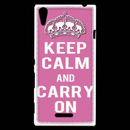 Coque Sony Xperia T3 Keep Calm and Carry on Rose