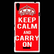 Coque Sony Xperia T3 Keep Calm and Carry on Rouge