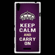 Coque Sony Xperia T3 Keep Calm and Carry on Violet