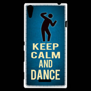 Coque Sony Xperia T3 Keep Calm and Dance Bleu