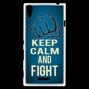 Coque Sony Xperia T3 Keep Calm and Fight Bleu