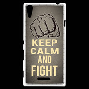 Coque Sony Xperia T3 Keep Calm and Fight Gris