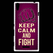 Coque Sony Xperia T3 Keep Calm and Fight Rose