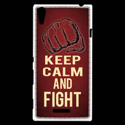 Coque Sony Xperia T3 Keep Calm and Fight Rouge