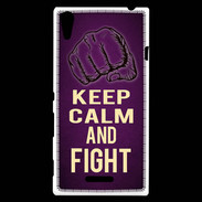 Coque Sony Xperia T3 Keep Calm and Fight Violet
