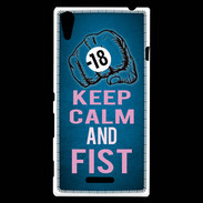 Coque Sony Xperia T3 Keep Calm and Fist BLeu