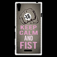 Coque Sony Xperia T3 Keep Calm and Fist Gris