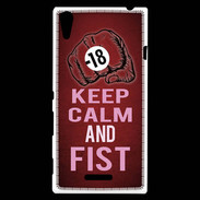 Coque Sony Xperia T3 Keep Calm and Fist Rouge
