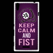 Coque Sony Xperia T3 Keep Calm and Fist Violet