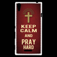Coque Sony Xperia T3 Keep Calm and Pray Christian Rouge