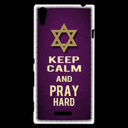 Coque Sony Xperia T3 Keep Calm and Pray jewish Violet