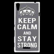 Coque Sony Xperia T3 Keep Calm and Stay strong Gris