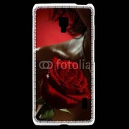 Coque LG F6 Belle rose rouge 500