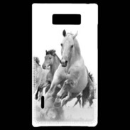 Coque LG Optimus L7 Chevaux en noir et blanc