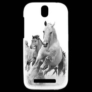 Coque HTC One SV Chevaux en noir et blanc