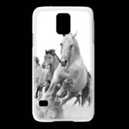 Coque Samsung Galaxy S5 Chevaux en noir et blanc