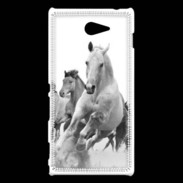 Coque Sony Xperia M2 Chevaux en noir et blanc