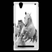 Coque Sony Xperia T2 Ultra Chevaux en noir et blanc