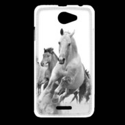 Coque HTC Desire 516 Chevaux en noir et blanc