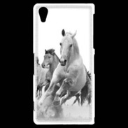 Coque Sony Xperia Z2 Chevaux en noir et blanc