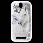 Coque HTC One SV Portait de Cheval dans la neige 500