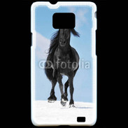 Coque Samsung Galaxy S2 Cheval Friesian noir 100