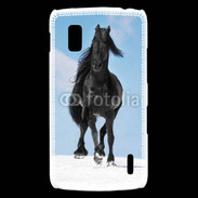 Coque LG Nexus 4 Cheval Friesian noir 100