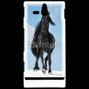 Coque Sony Xperia U Cheval Friesian noir 100