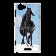 Coque Sony Xperia L Cheval Friesian noir 100