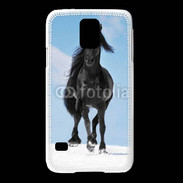 Coque Samsung Galaxy S5 Cheval Friesian noir 100