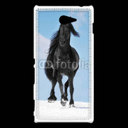 Coque Sony Xperia M2 Cheval Friesian noir 100