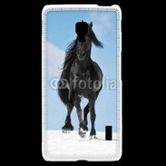 Coque LG F6 Cheval Friesian noir 100