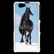 Coque Sony Xperia Z1 Compact Cheval Friesian noir 100