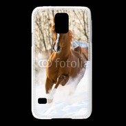 Coque Samsung Galaxy S5 Cheval arabe dans la neige 100